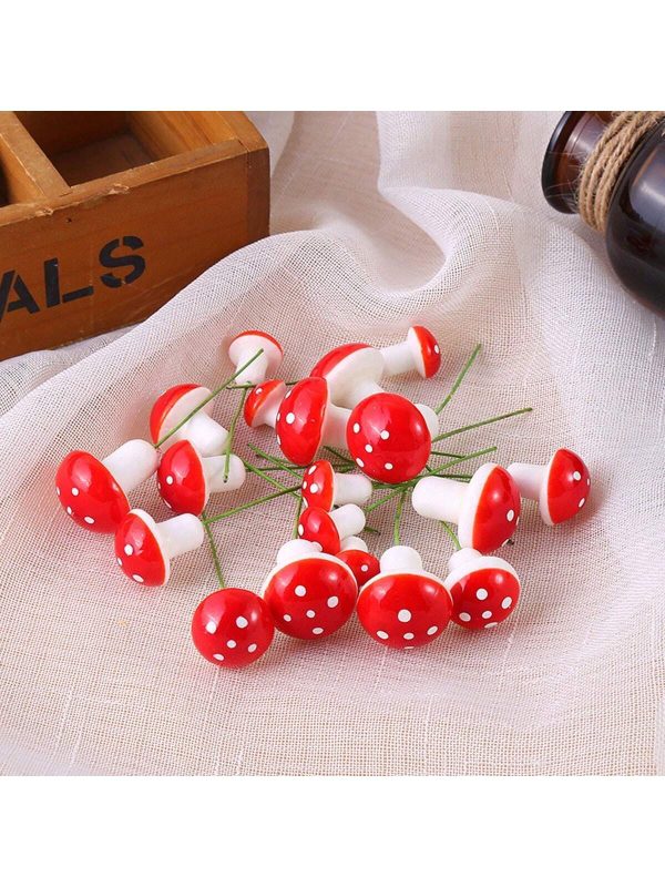 Miniature Red Mushroom Shaped Artificial Plant Foam Mushroom DIY Accessory For Mini Landscape Pot Photography Prop Candy Box Decoration With Horticultural Insert