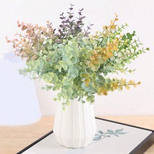 Nordic-Style Artificial Greenery With 7 Branches And Colored Eucalyptus For Home Living Room Flower Arrangement DIY Creative Decoration For Festive Party And Wedding, Made Of Silk Material, Ideal For Home And Wedding Decorations