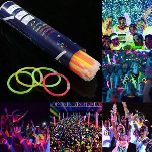 50pcs Fluorescent Stick With Night Glow Effect Rainbow Led Bracelet For Party, Concert, Dancing, Cheerleading