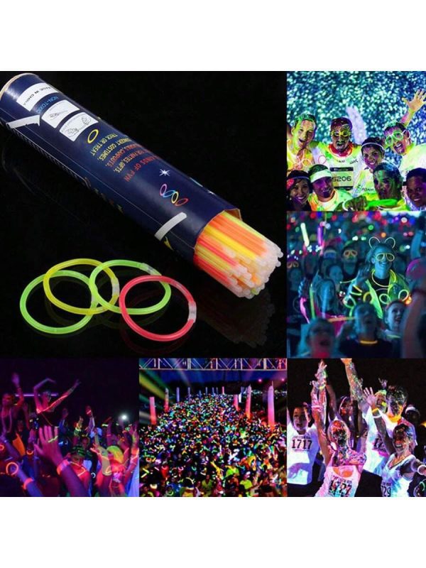50pcs Fluorescent Stick With Night Glow Effect Rainbow Led Bracelet For Party, Concert, Dancing, Cheerleading