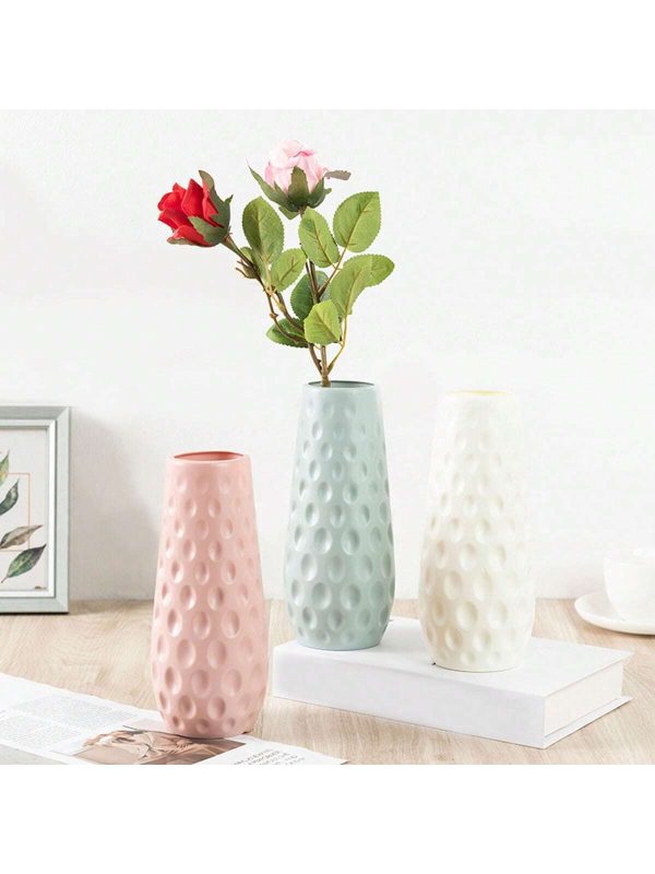 European Creative Polka Dot Vase Imitation Porcelain Enamel Simple And Durable Plastic Narrow Top And Wide Bottom Vase Light And Nimble Illustration Living Room Bedroom Decoration Wedding Party Ornament Office Desk Decor