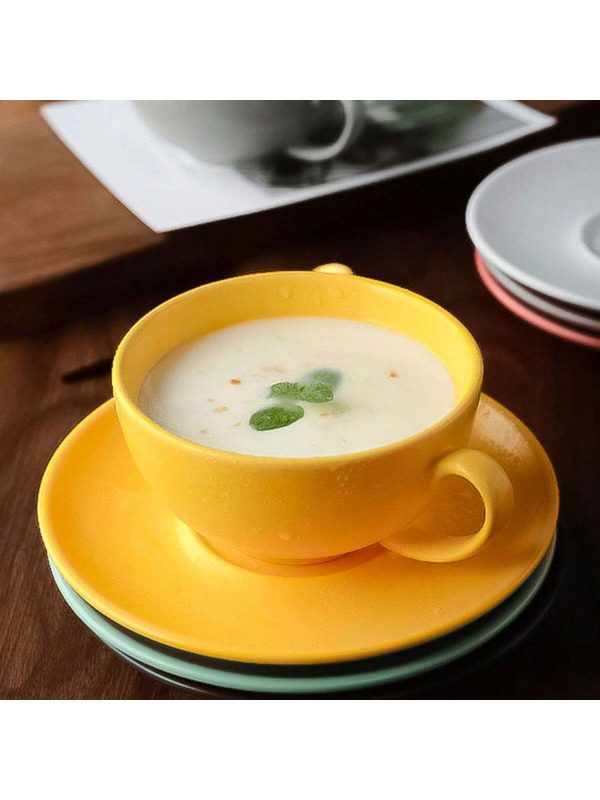 Simple Household Ceramic Solid Color Coffee Cup And Saucer, High Value Mark Cup, Oatmeal Cup, Milk Cup, Couple Cup, Gift Cup, Multicolor Large Capacity Water Cup, Wedding/Bride Hand Gift, Graduation/Daily /Holiday Gift