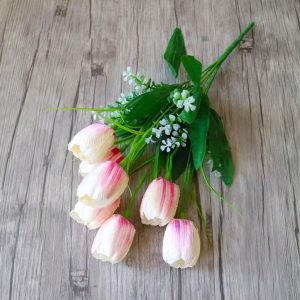 7 Heads Tulip Home Decoration Artificial Flowers Party Wedding Decoration Supplies Silk Material Home Decor Floor Vase Decorations