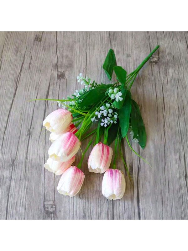 7 Heads Tulip Home Decoration Artificial Flowers Party Wedding Decoration Supplies Silk Material Home Decor Floor Vase Decorations