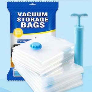 1pc Home Foldable Thickened And Oversized Transparent Compressed Bag With Air Valve And Handle
