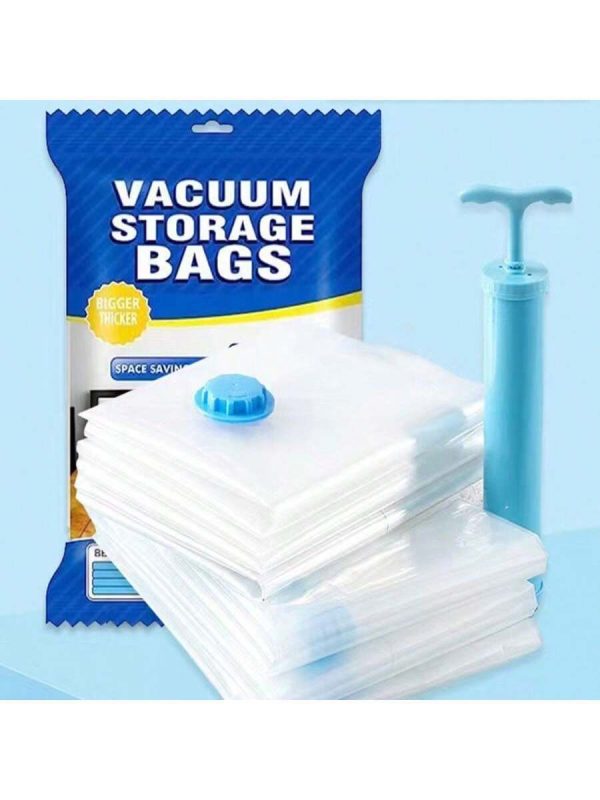 1pc Home Foldable Thickened And Oversized Transparent Compressed Bag With Air Valve And Handle