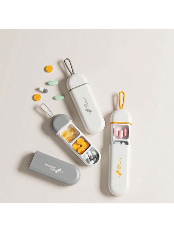 1pc New Silicone Waterproof Multi-Compartment Portable Medicine Box With Mini Size For Traveling & Outdoors