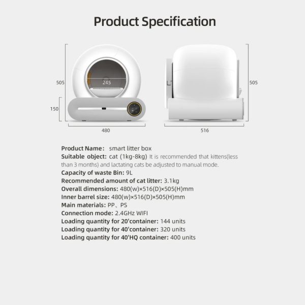 Smart Self-Cleaning Cat Litter Box with App Control and Ionic Deodorizer, 65L - 图片 9