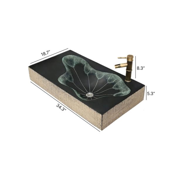 Modern Lotus Leaf Rectangular Resin Washbasin – Elegant Above Counter Bathroom Sink - 图片 2