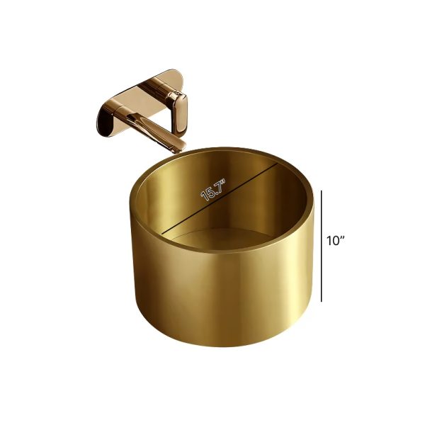 Gold Stainless Steel Round Countertop Basin with Drainer - 图片 2