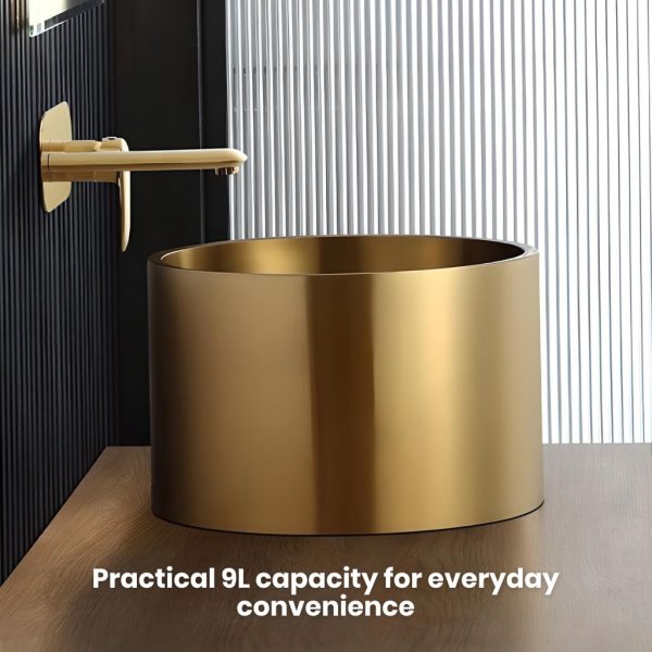 Gold Stainless Steel Round Countertop Basin with Drainer - 图片 3