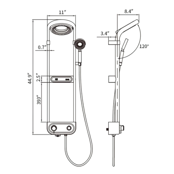 Digital Display Rotatable Pressurized Shower Head Rain Shower - 图片 3