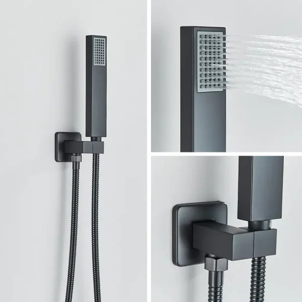 Luxury Gold Thermostatic LED Shower Set with Rainfall & Waterfall Ceiling Mount - 图片 2