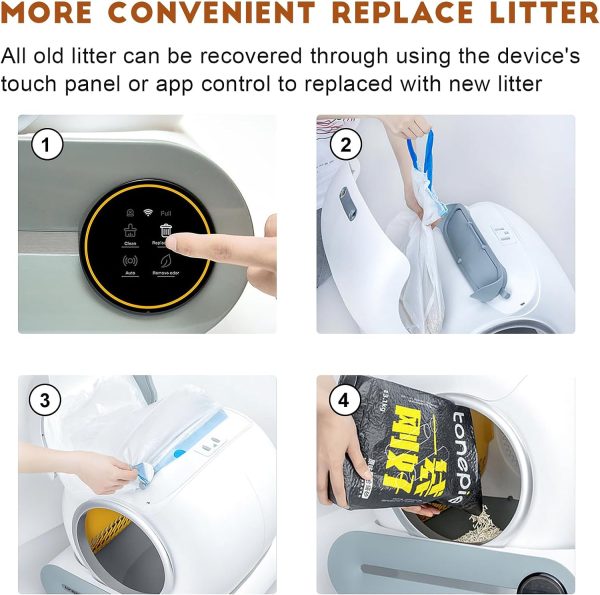 Smart Self-Cleaning Cat Litter Box with App Control and Ionic Deodorizer, 65L - 图片 4